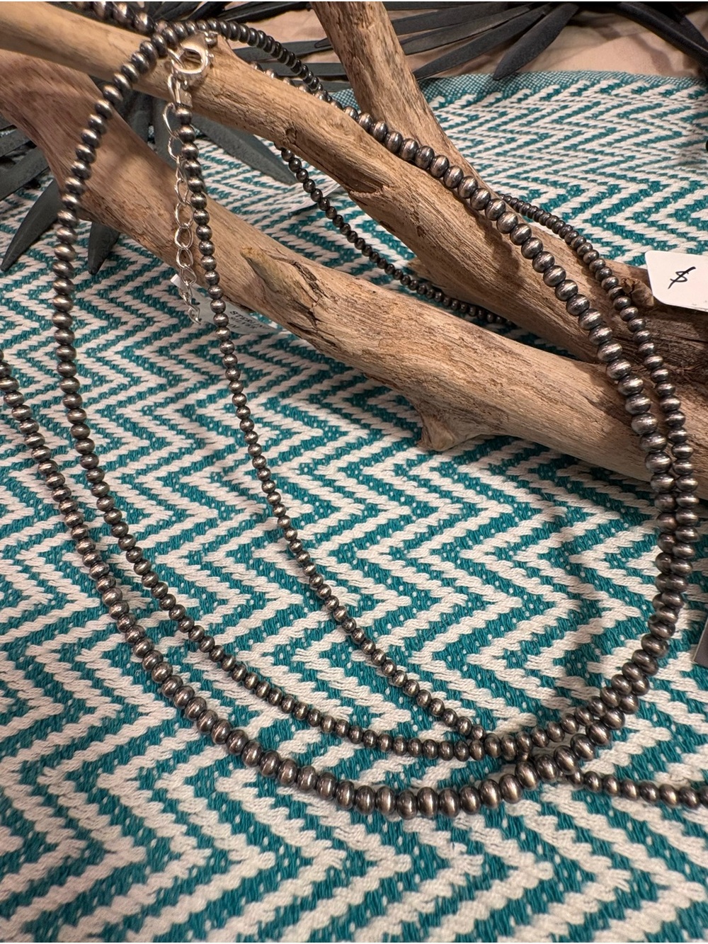 Southwestern Sterling Silver 4mm Desert Pearls 18”-20” Necklace New